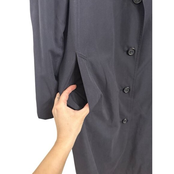 AMR Long Trench Coat Women’s 10R Black Thinsulate Pockets Lined Outdoor - Picture 2 of 10